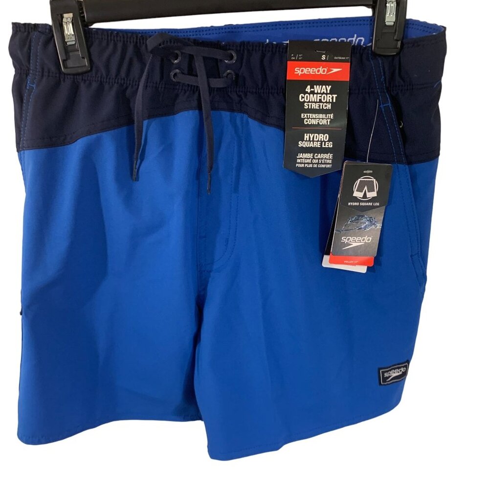 Speedo Mens 4-Way Stretch Hydro Square Leg Volley Swim Shorts Size S Turkish Sea